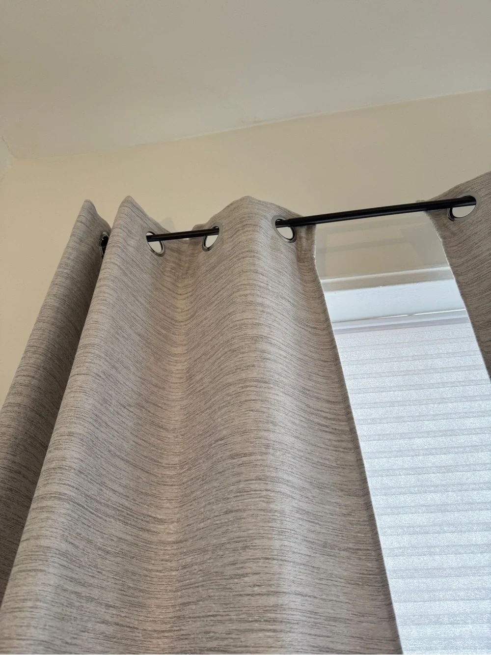 Neutral Gray Textured Grommet Curtain Panel - Home Accents